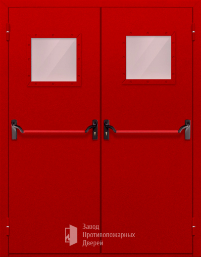Фото двери «Двупольная со стеклопакетом и антипаникой (красная)» в Голицыно