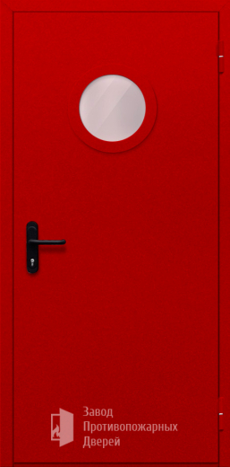 Фото двери «Однопольная с круглым стеклом (красная)» в Голицыно