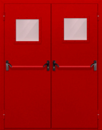 Фото двери «Двупольная со стеклопакетом и антипаникой (красная)» в Голицыно