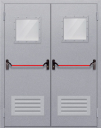 Фото двери «Двупольная со стеклопакетом и решеткой (антипаника)» в Голицыно