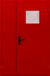 Фото двери «Полуторная со стеклопакетом (красная)» в Голицыно