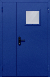 Фото двери «Полуторная со стеклопакетом (синяя)» в Голицыно